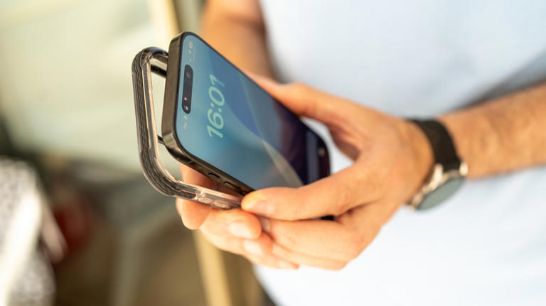 Putting on a phone case