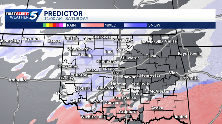 Hour-by-hour forecast: Snowfall to continue this weekend across Oklahoma