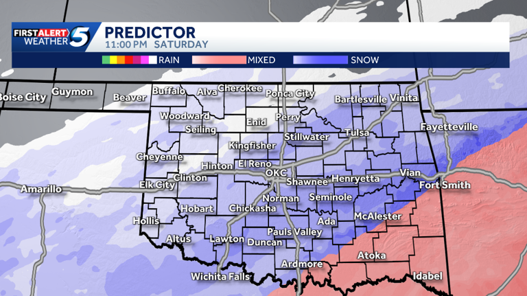 Hour-by-hour forecast: Snowfall to continue this weekend across Oklahoma