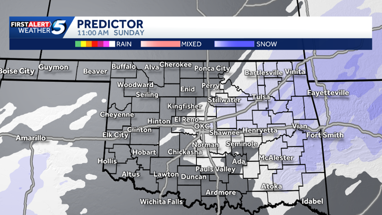 Hour-by-hour forecast: Snowfall to continue this weekend across Oklahoma