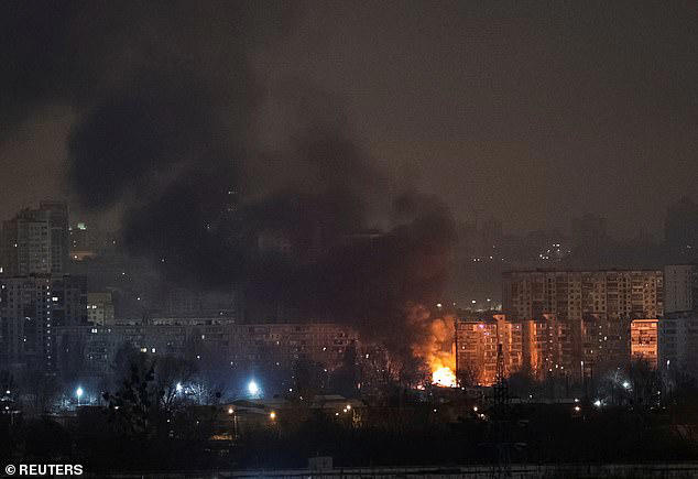 Smoke rises from buildings in Ukraine following recent drone and missile strikes.