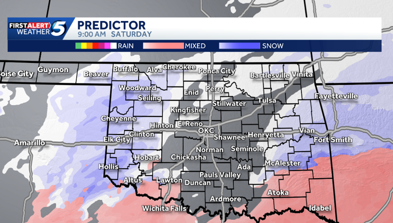 Hour-by-hour forecast: Snowfall to continue this weekend across Oklahoma