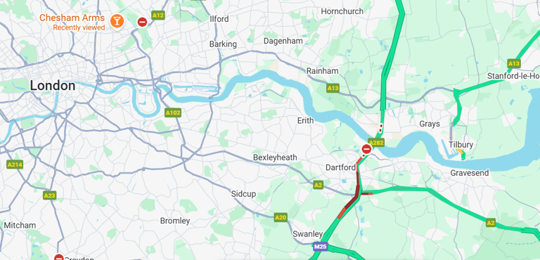 Major damage to Dartford Tunnel after lorry crash