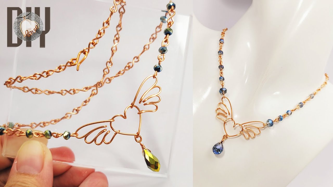 Learn to make a heart ♥ with wings necklace - bead and wire jewelry ...