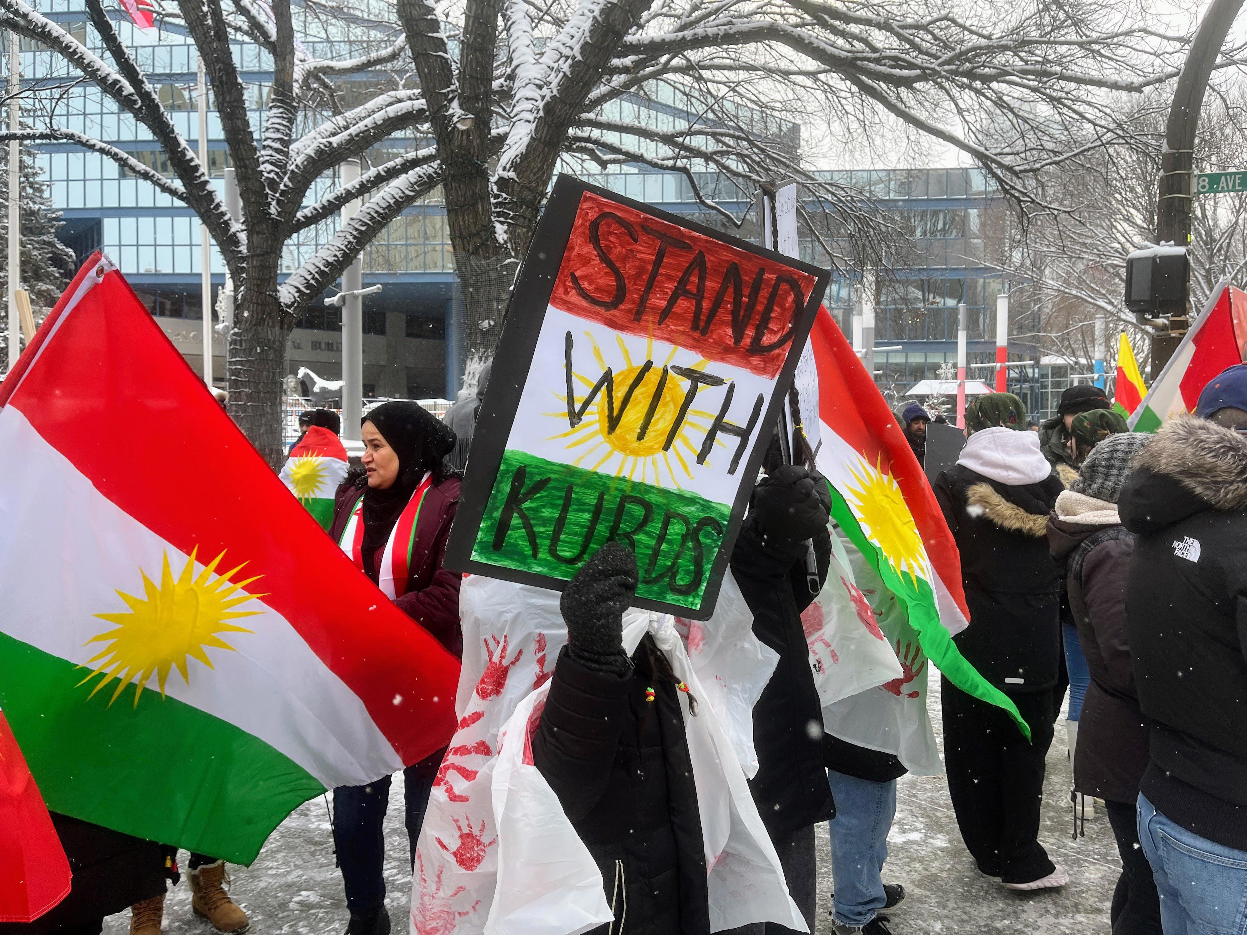 La communauté kurde manifeste à Calgary contre les attaques au Rojava