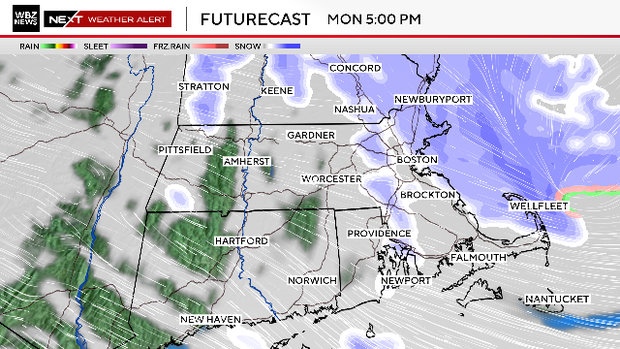 Weather timeline shows when snow is forecast to start and end in Boston ...