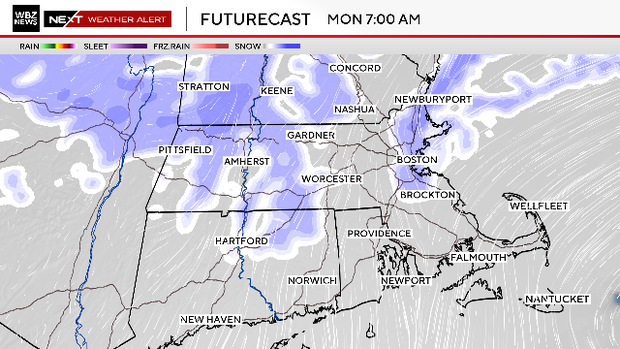 Weather timeline shows when snow is forecast to start and end in Boston ...