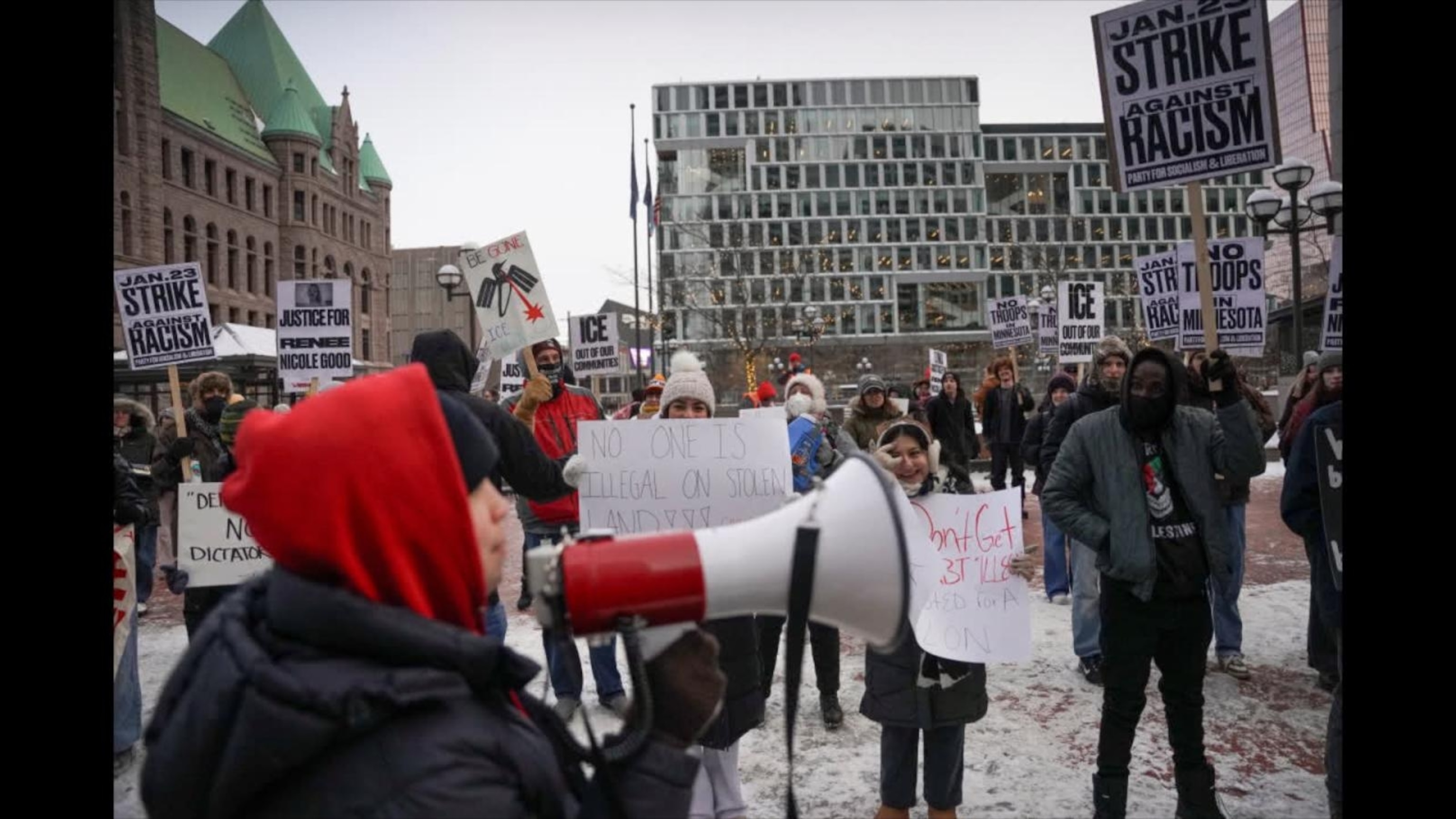 Protesters gather to demand removal of ICE officers in Minneapolis