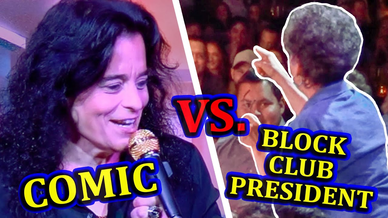 Comedian roasts the president of a block club onstage