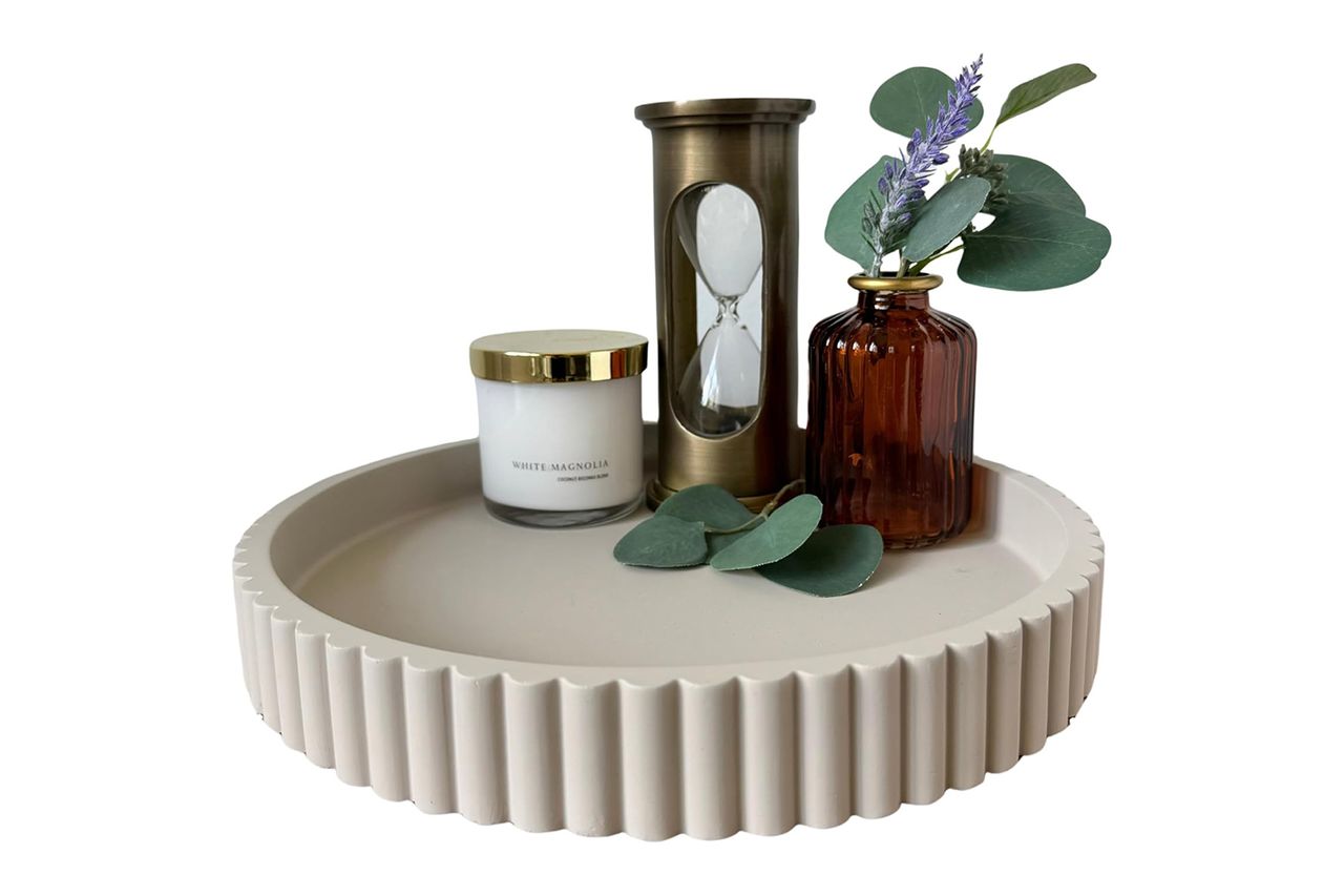 OAKOA Round Decorative Tray for Coffee Table Tray Decor