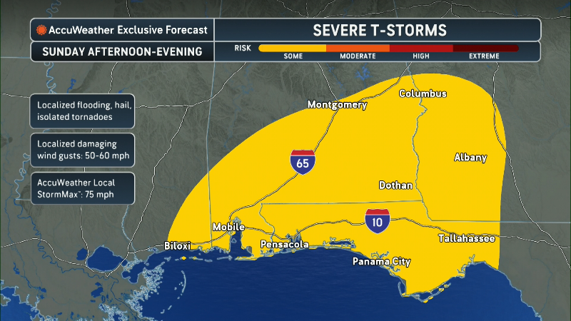 Gulf Coast faced with severe weather threat with risk for tornadoes