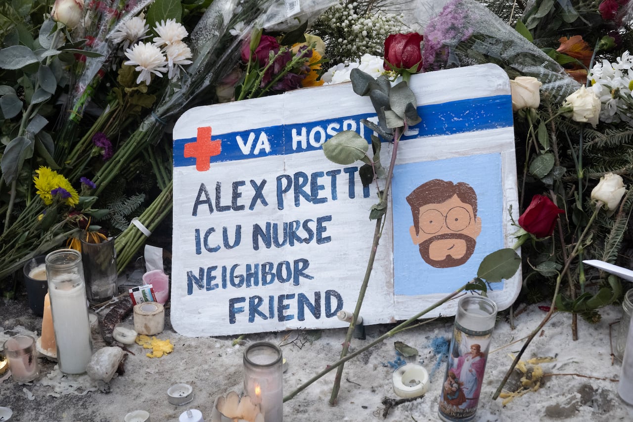 Mourners visit memorial after Alex Pretti was fatally shot by ...