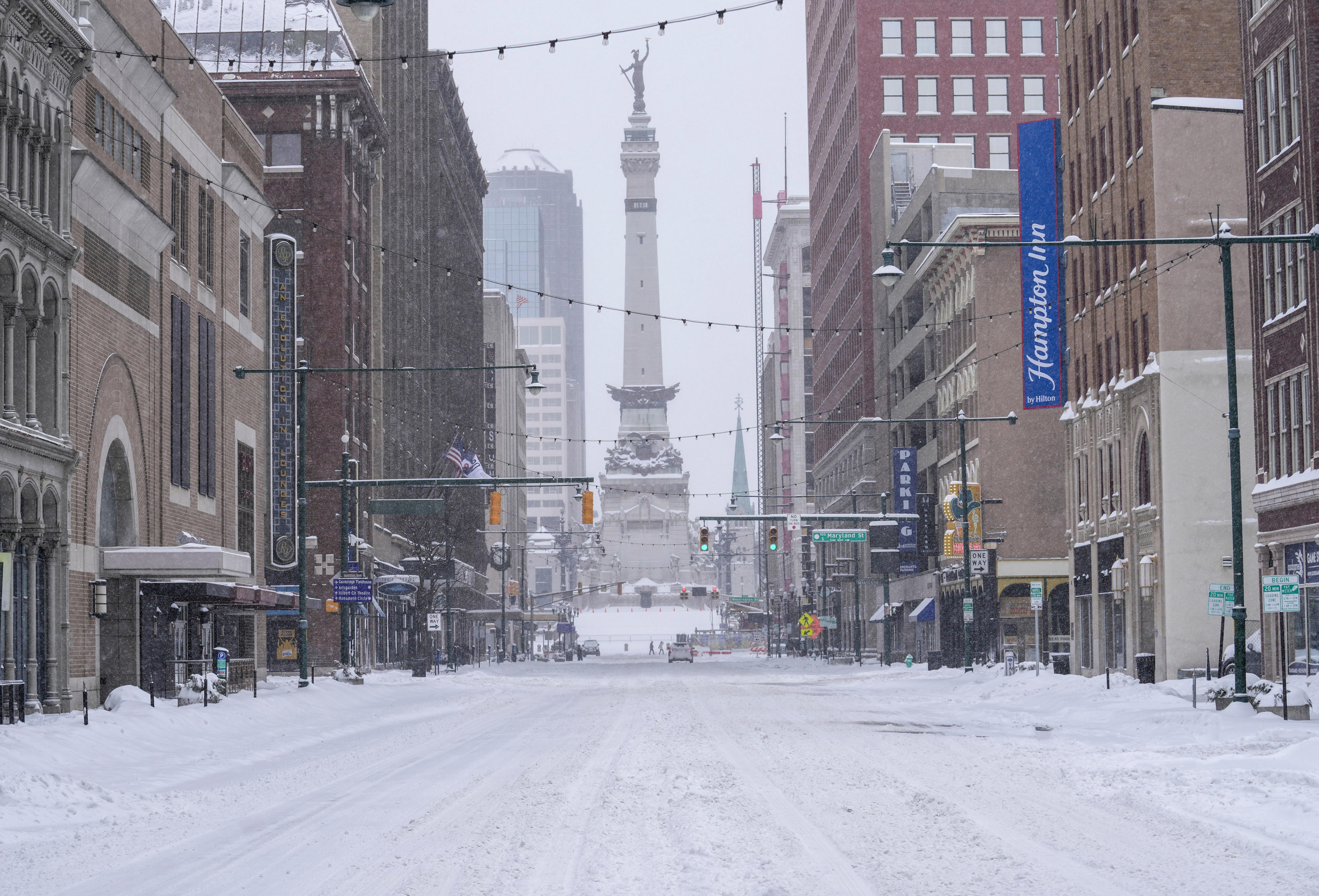 Road conditions are slick due to snowfall. Drive with caution, Hoosiers.