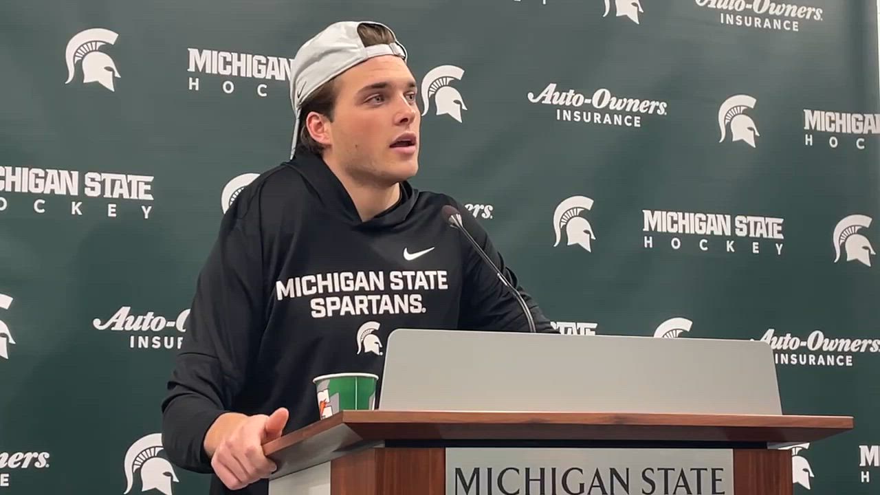 Michigan State's Gavin O'Connell on Ryker Lee's goal, Strbak's big ...