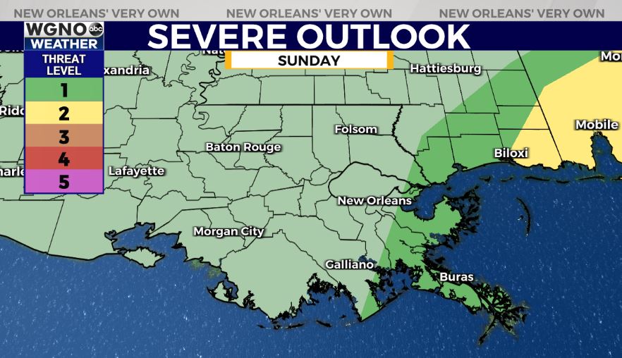 Severe weather potential lingers along the coast for Sunday morning