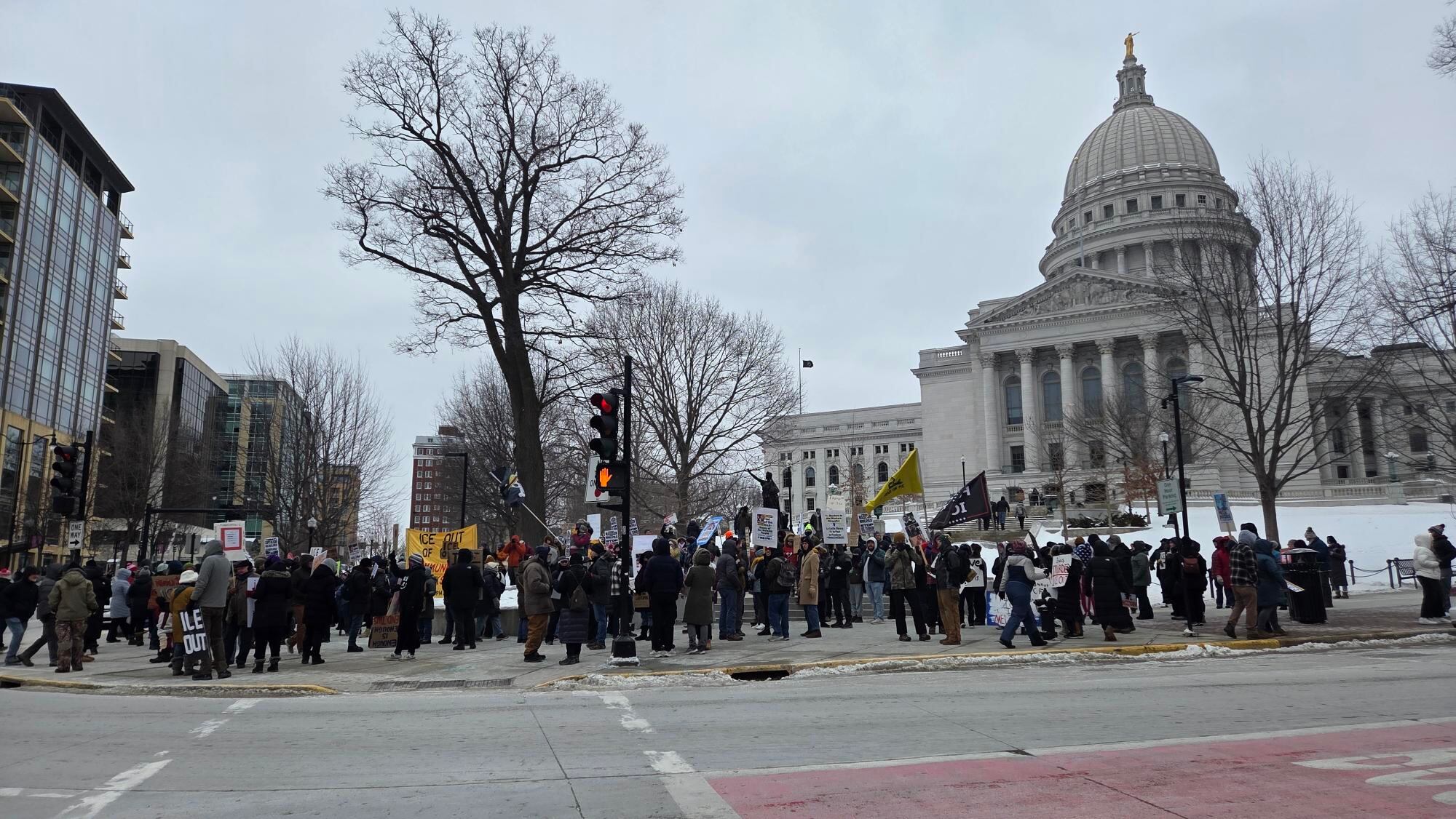Anti-ICE protest in Madison draws hundreds to State Capitol