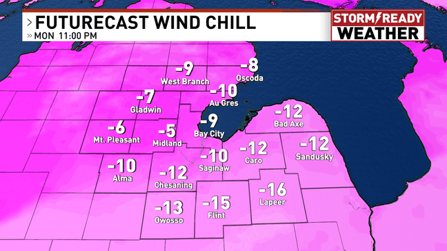 Dangerous cold returns: Wind chills plunge below zero in Mid-Michigan ...