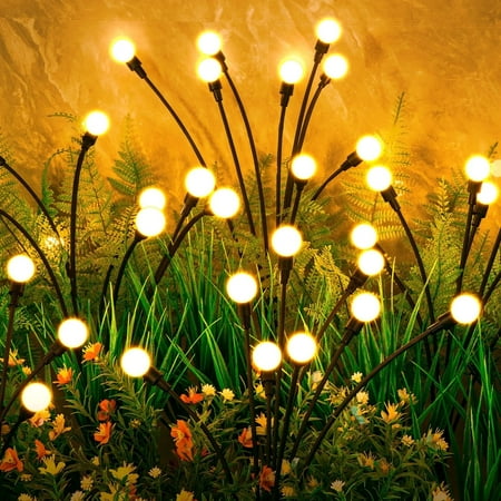 Euur Solar Lights Outdoor(4-Pack, 32 Leds), Euur Solar Garden Lights, Outdoor Decorations, Firefly Light for Patio Decor, Big Bulb, Unique Gifts for Women, Gifts for Grandma
