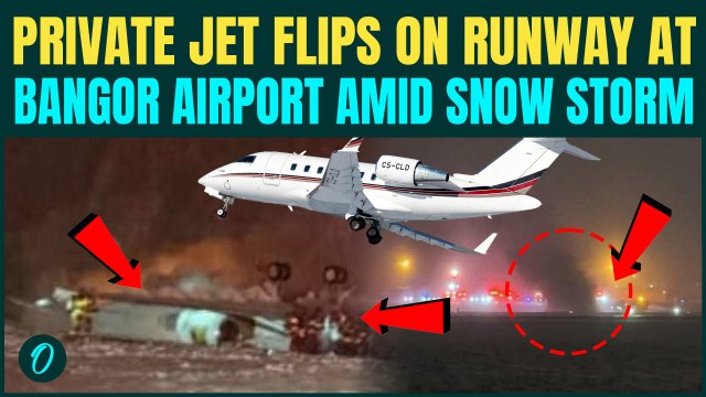 Watch: Private jet crashes, turns upside down at Bangor Airport | Heavy snow, low visibility blamed<br>