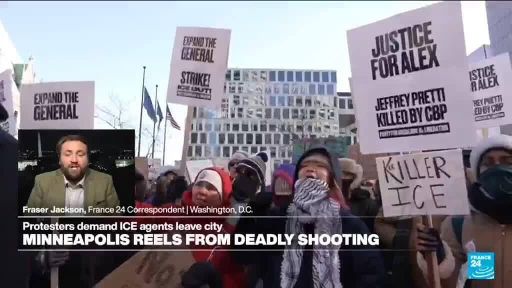 Protesters demand ICE agents leave Minneapolis over Pretti shooting