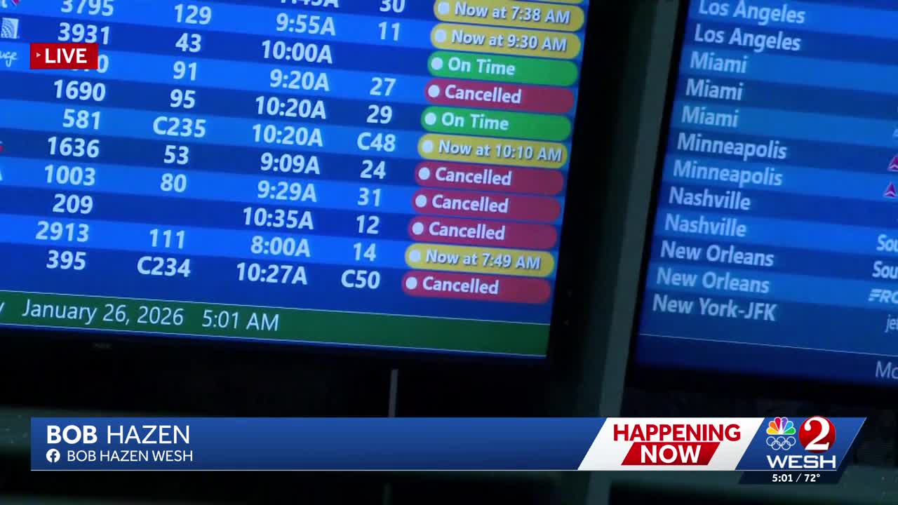 Winter storm impacts dozens of flights from Orlando International Airport