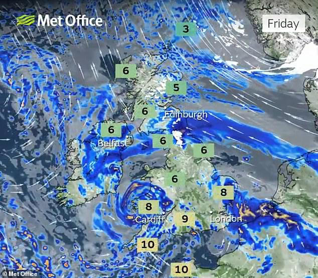 Britain to be hit by 80mph winds, heavy rain and snow tomorrow - as Met ...