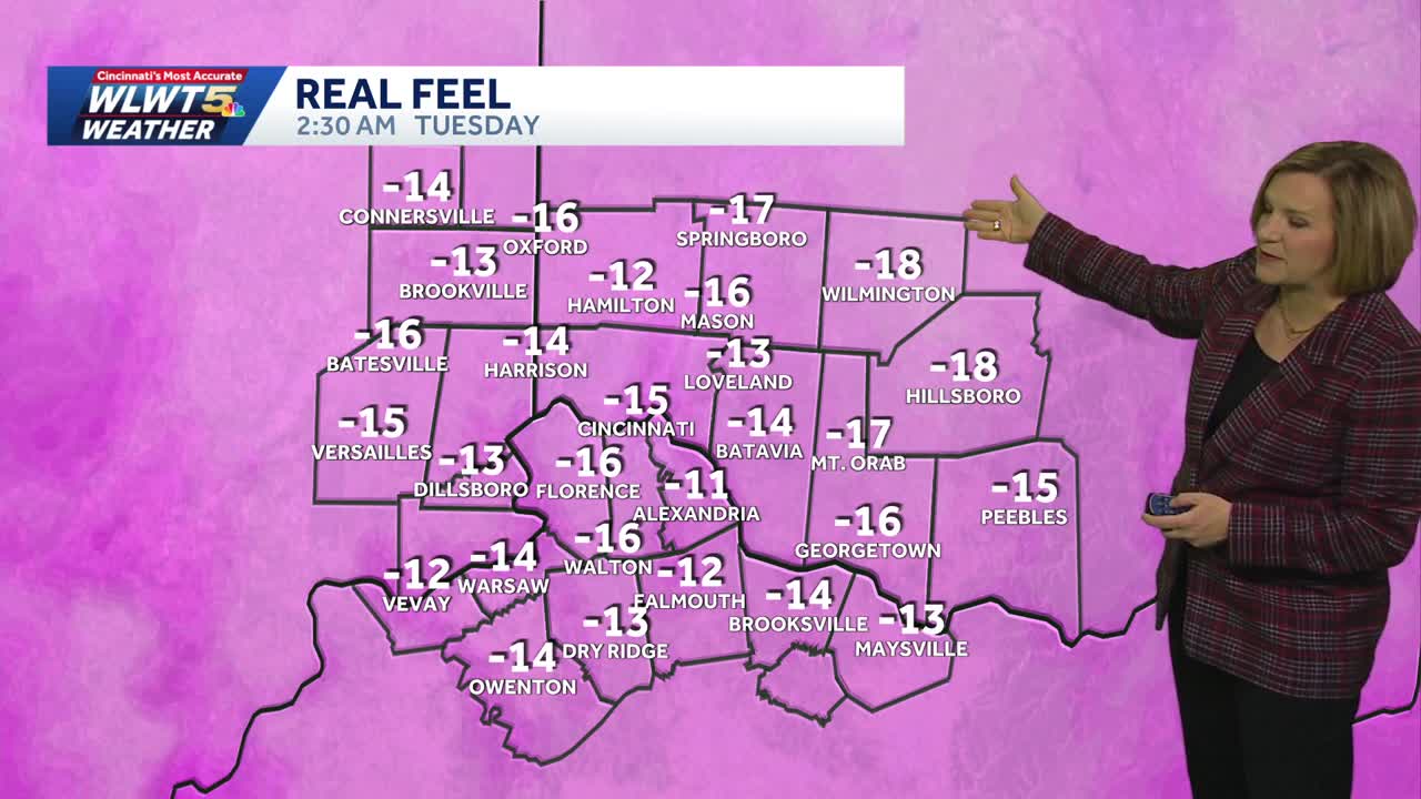 Extreme cold moves in behind the snow