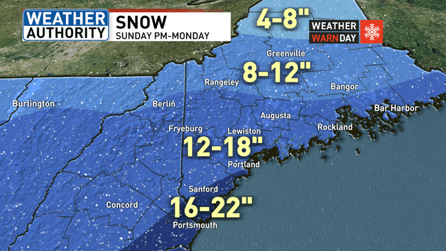On and off snow showers Monday before another steady burst moves ...