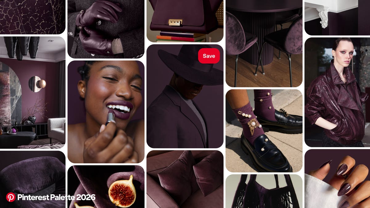 Pinterest's 2026 color trends include moody plums, electric greens, and ...