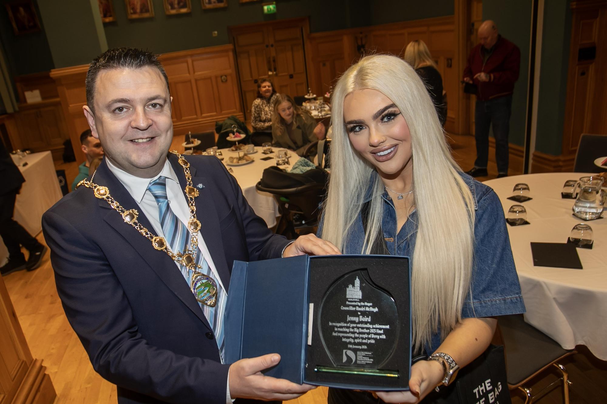Derry's Big Brother finalist Jenny Baird gets mayoral reception