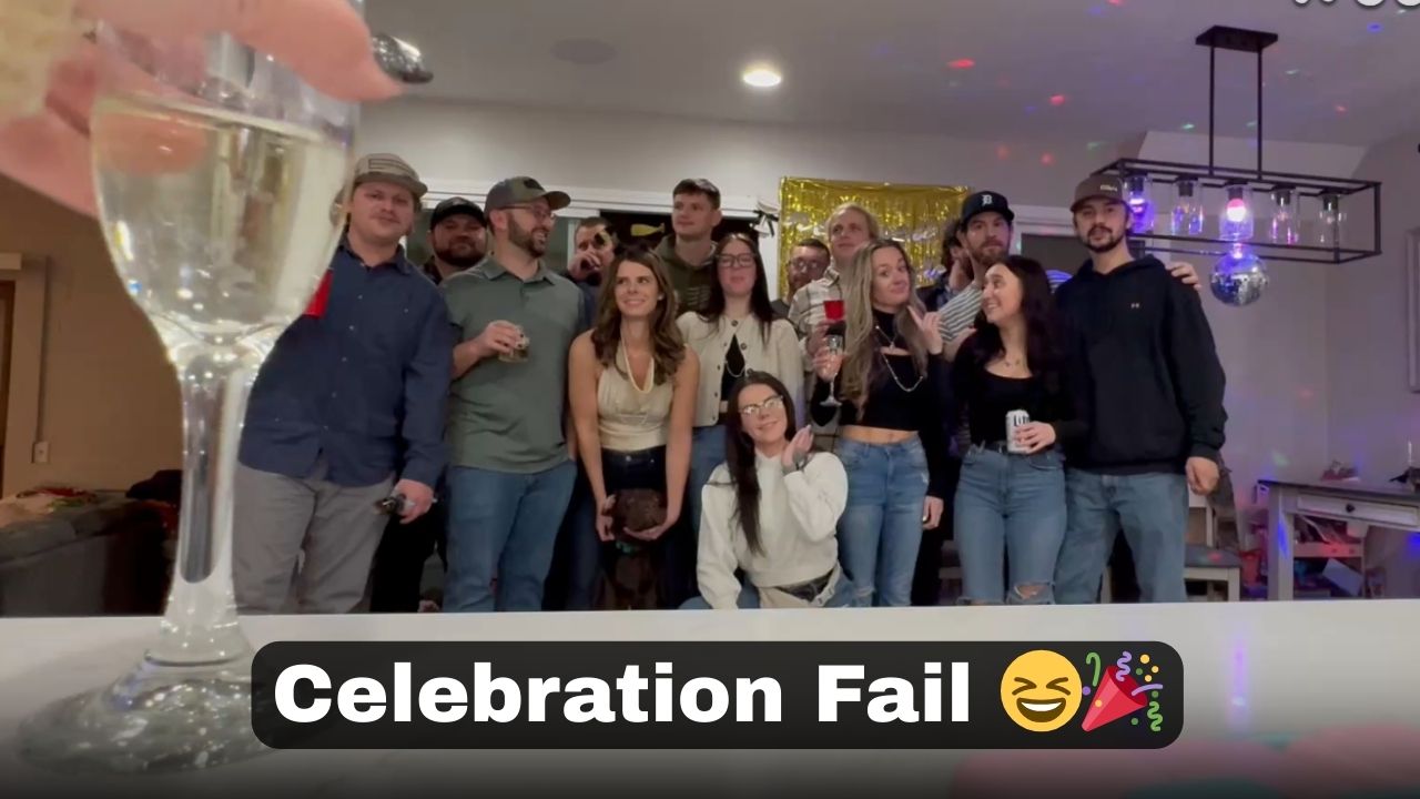 Girl rushes to join a celebration but ends up slipping and falling