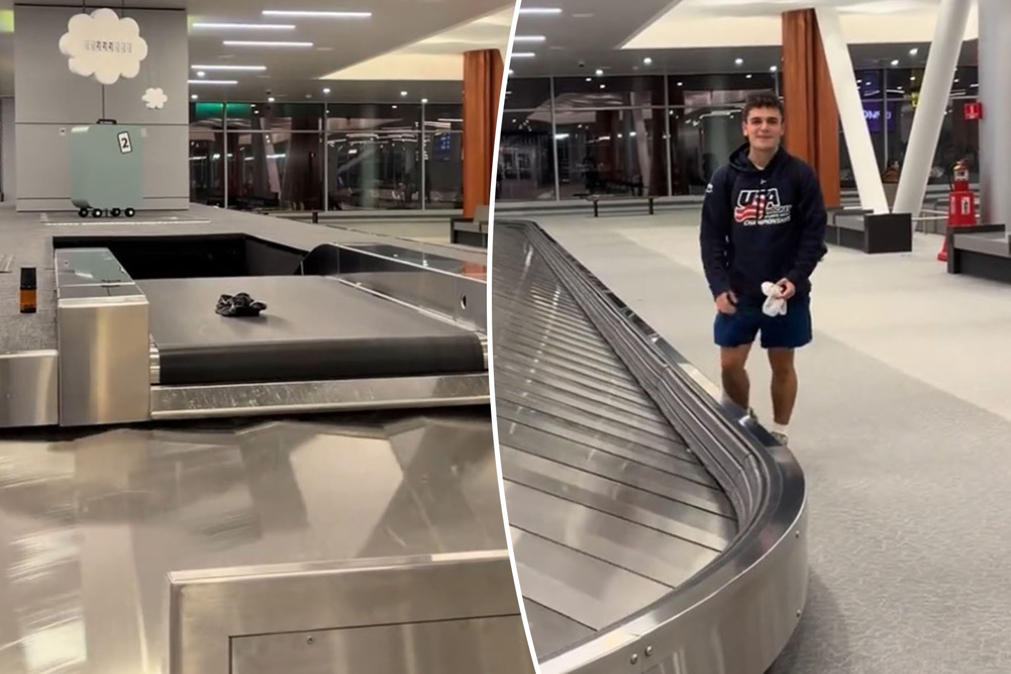 Hilarious baggage claim debacle caught on video as mortified passenger ...