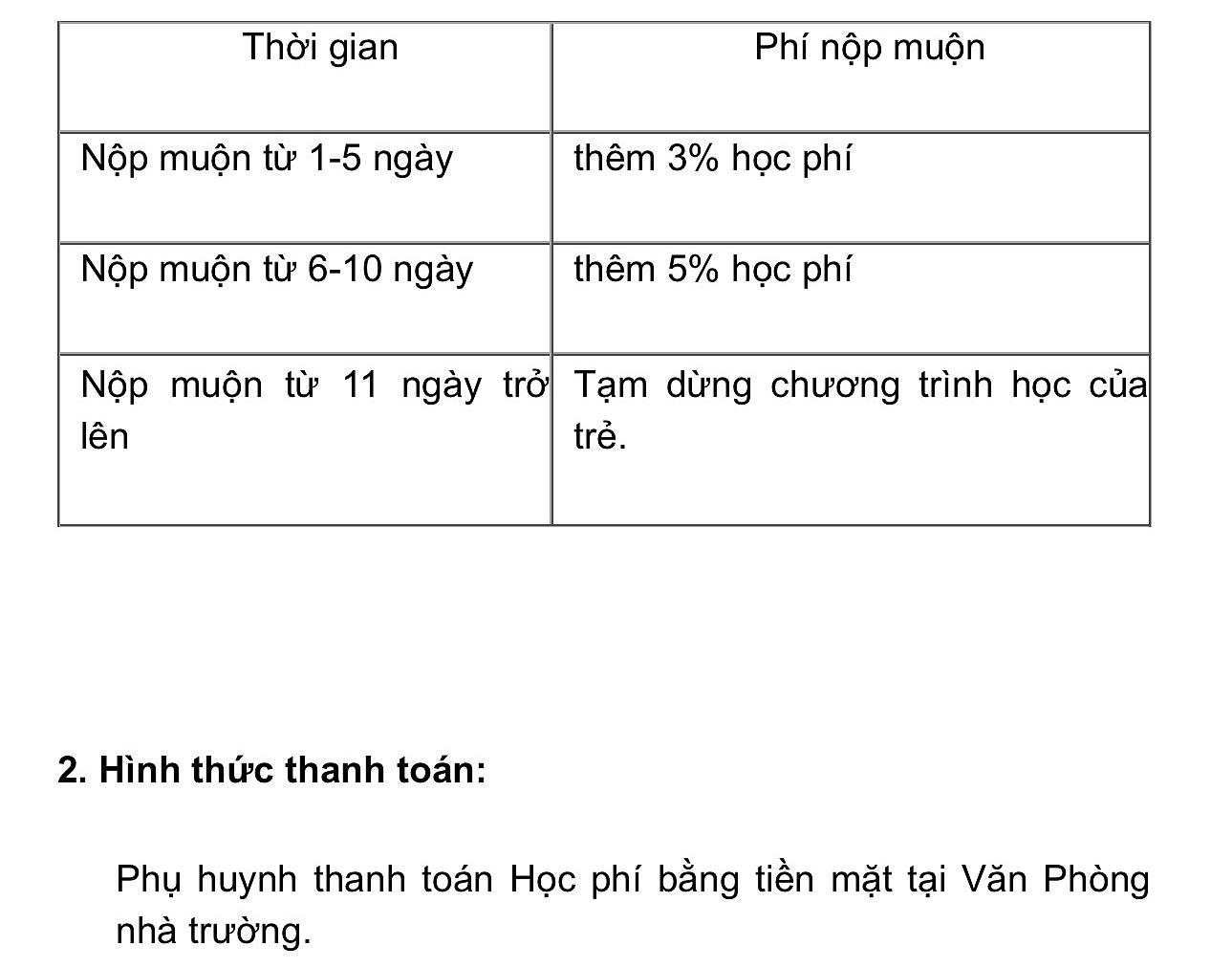 Trường mầm non có được buộc phụ huynh đóng học phí bằng tiền mặt?