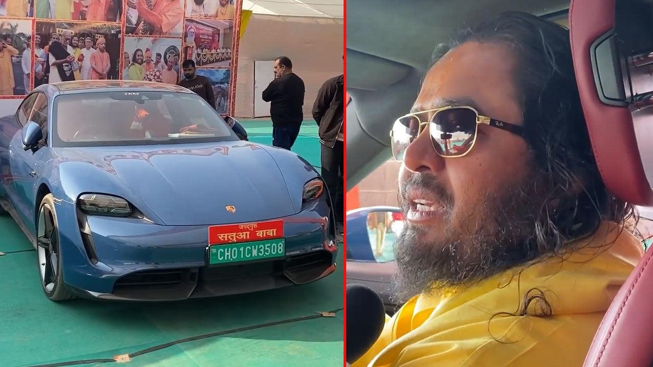 Video: Spiritual leader Satua Baba drives Rs 2-crore Porsche at Magh Mela