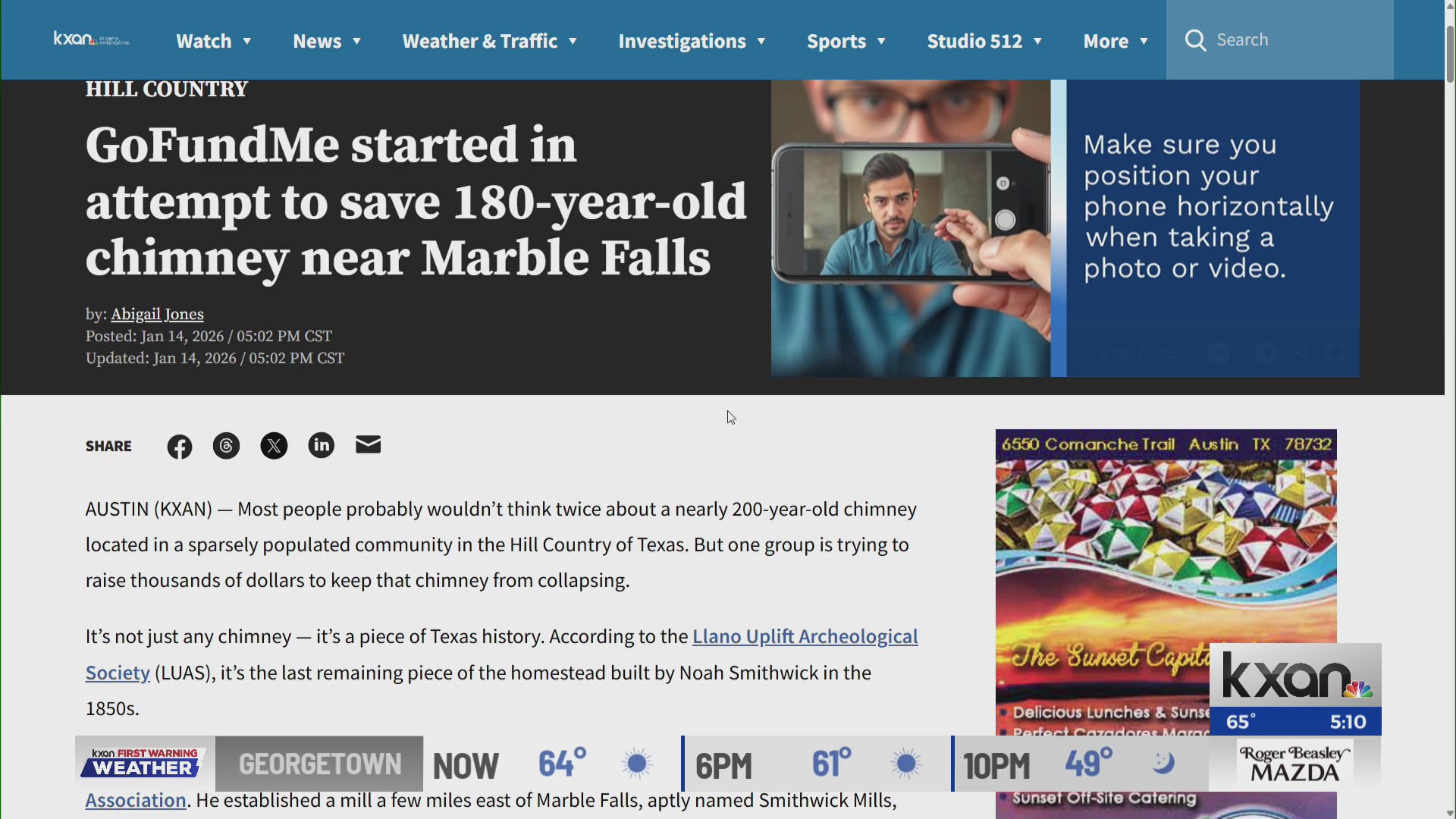 GoFundMe started in attempt to save 180-year-old chimney near Marble Falls