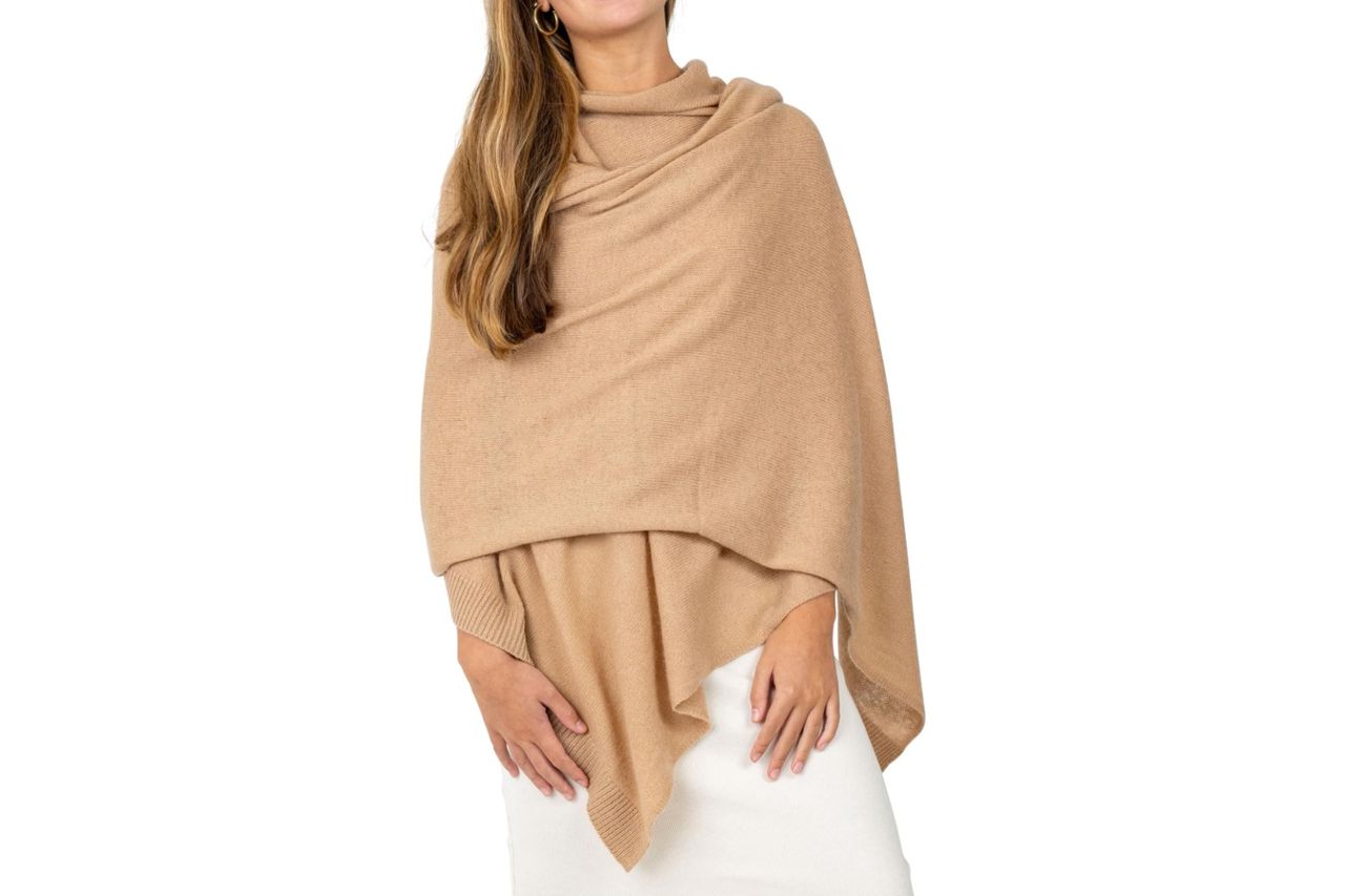 Velanio Cashmere Luxury Knitted Wrap Travel Shawl Scarf, Pashmina Stole, All-Season Scarf for Women Cashmere Wool Blend