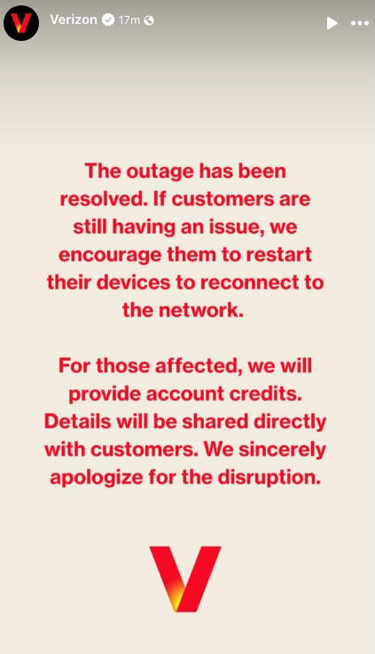 Nationwide Verizon outage finally resolved after over 12 hours