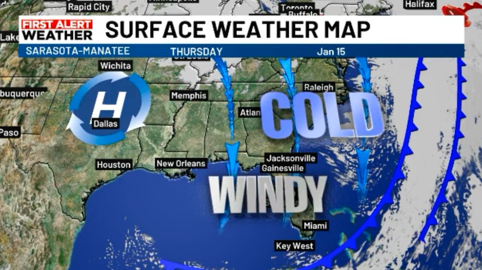 Sharp cold front brings rain, rough seas, and the coldest air of the season