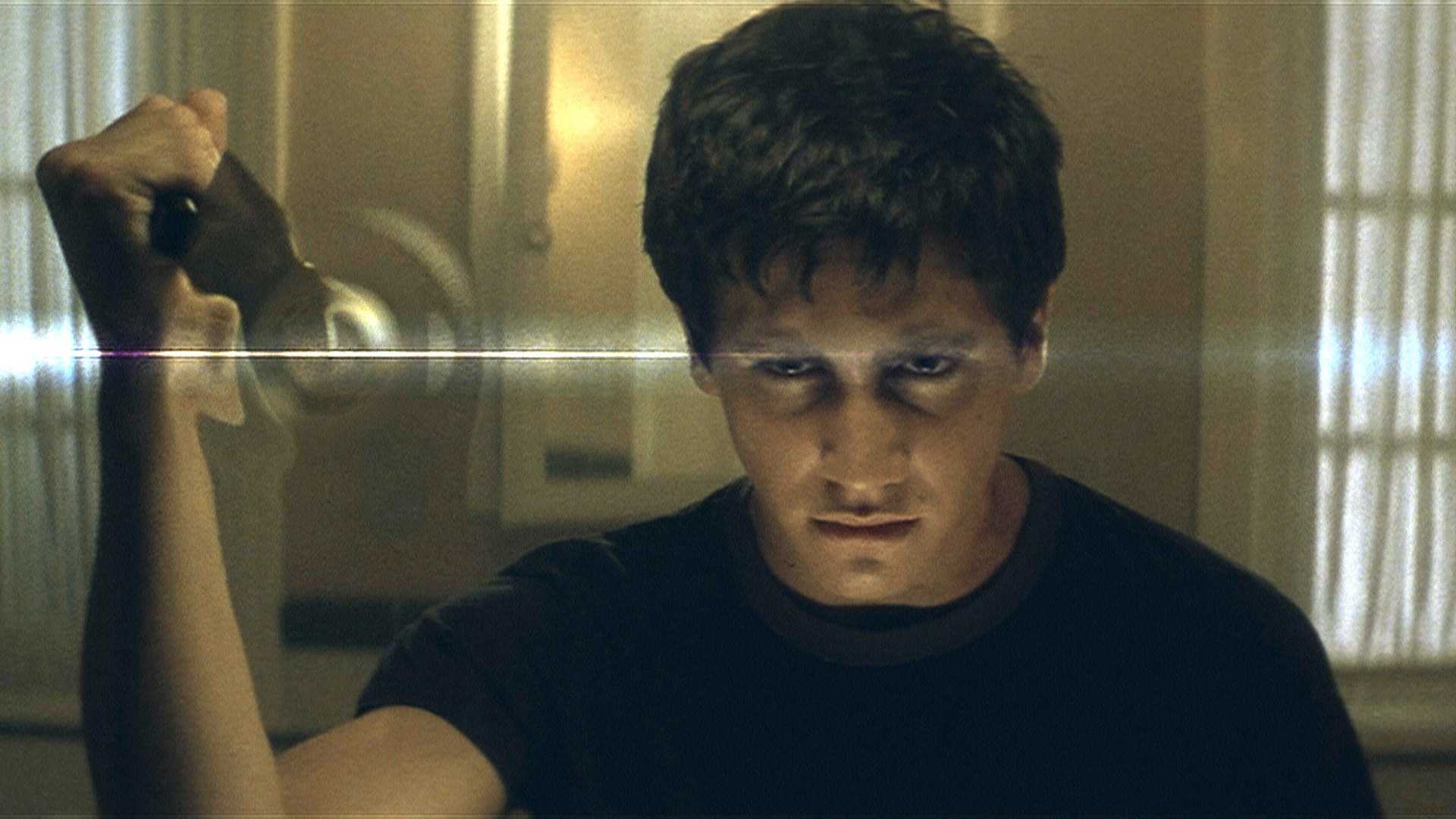 Donnie holds a knife in Donnie Darko