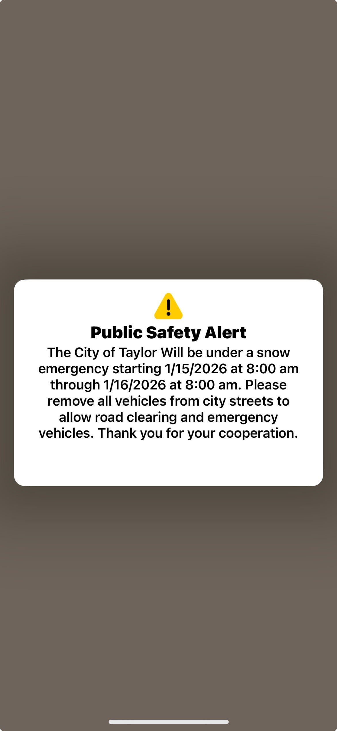 Taylor snow emergency alert mistakenly sent to southeast Michigan<br>