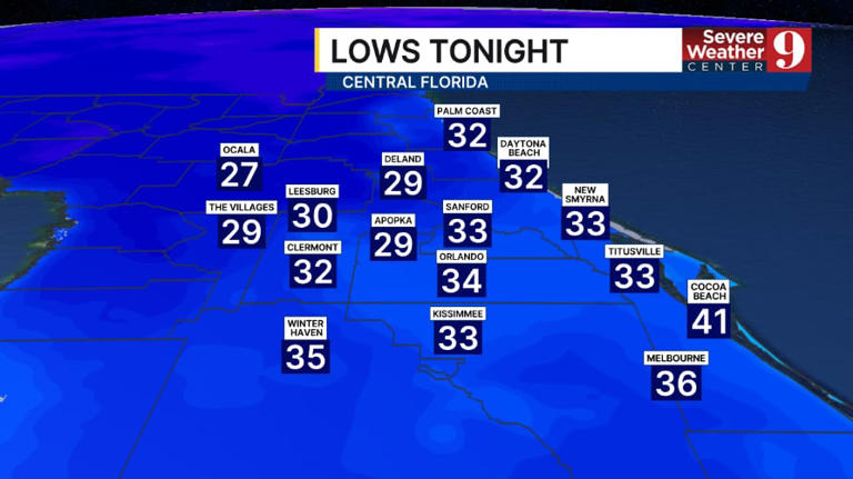 Freeze warning in effect as temperatures plunge across Central Florida