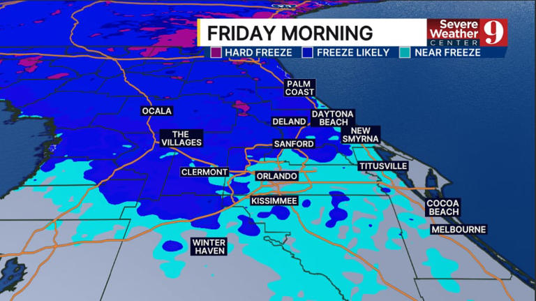 Freeze warning in effect as temperatures plunge across Central Florida