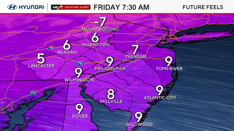 Bitterly cold Friday as Arctic air hits Philadelphia region; weekend ...