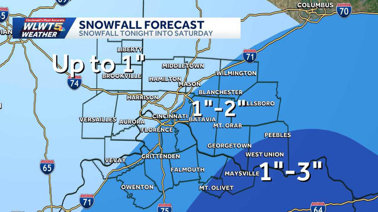 Impact day: 1-3 inches of snow possible Friday into Saturday across ...