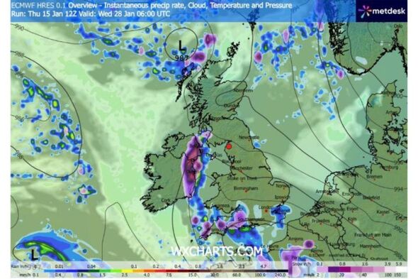 UK weather maps show exact date snow falls as far south as Cornwall ...