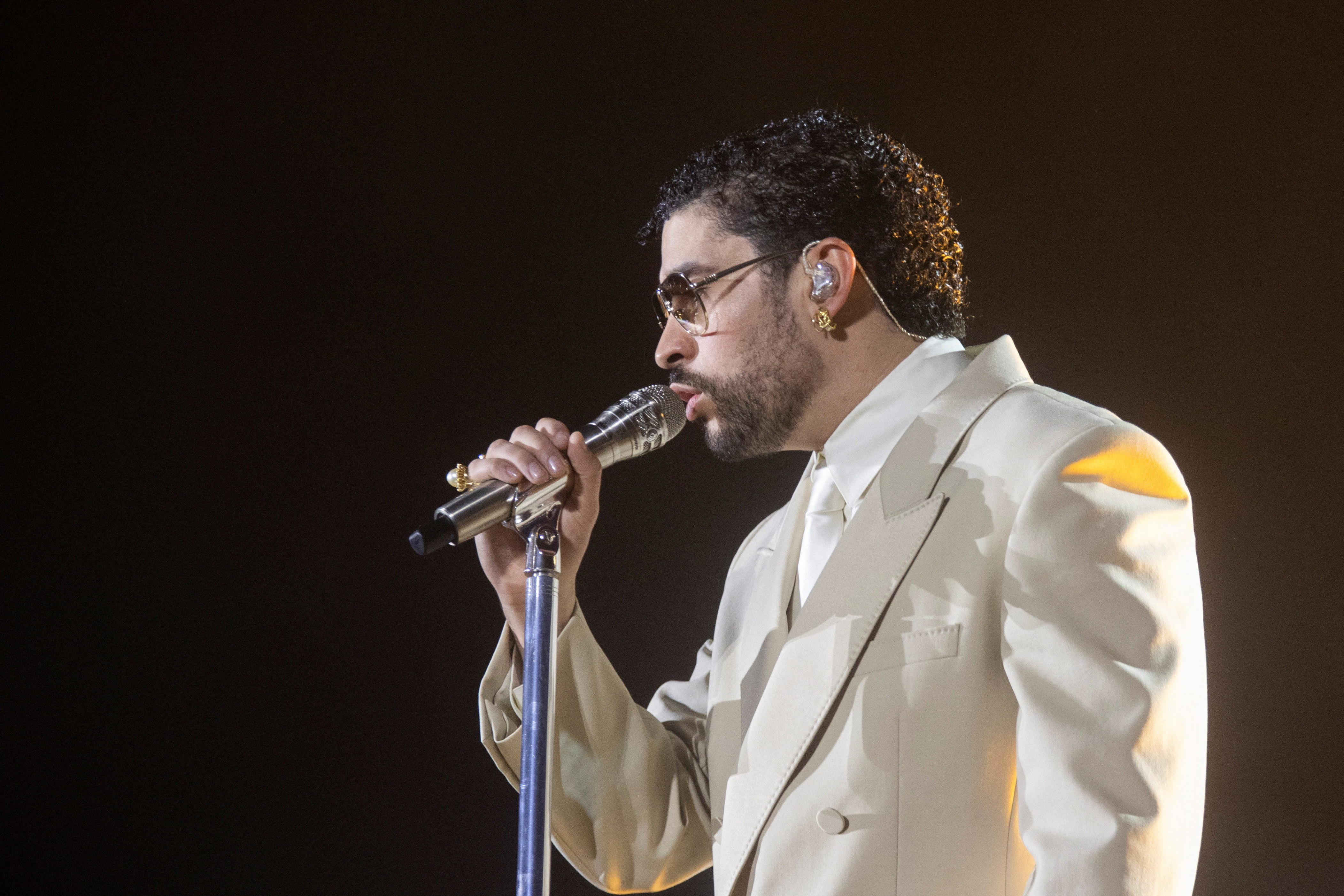 Puerto Rican rapper and singer Bad Bunny, shown here in November 2025, is slated to headline the Super Bowl 60 halftime show.