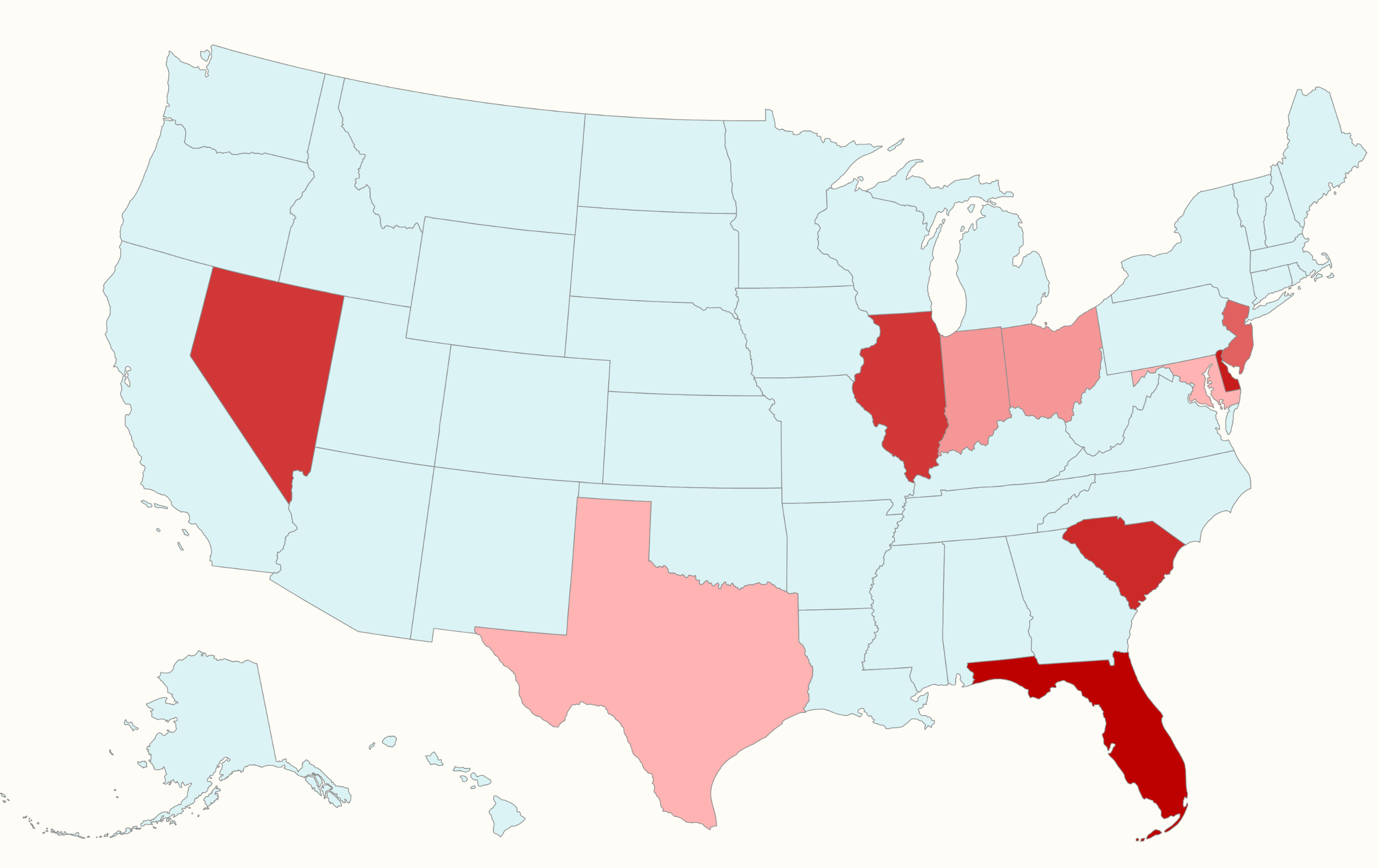 Map shows states where foreclosures soaring