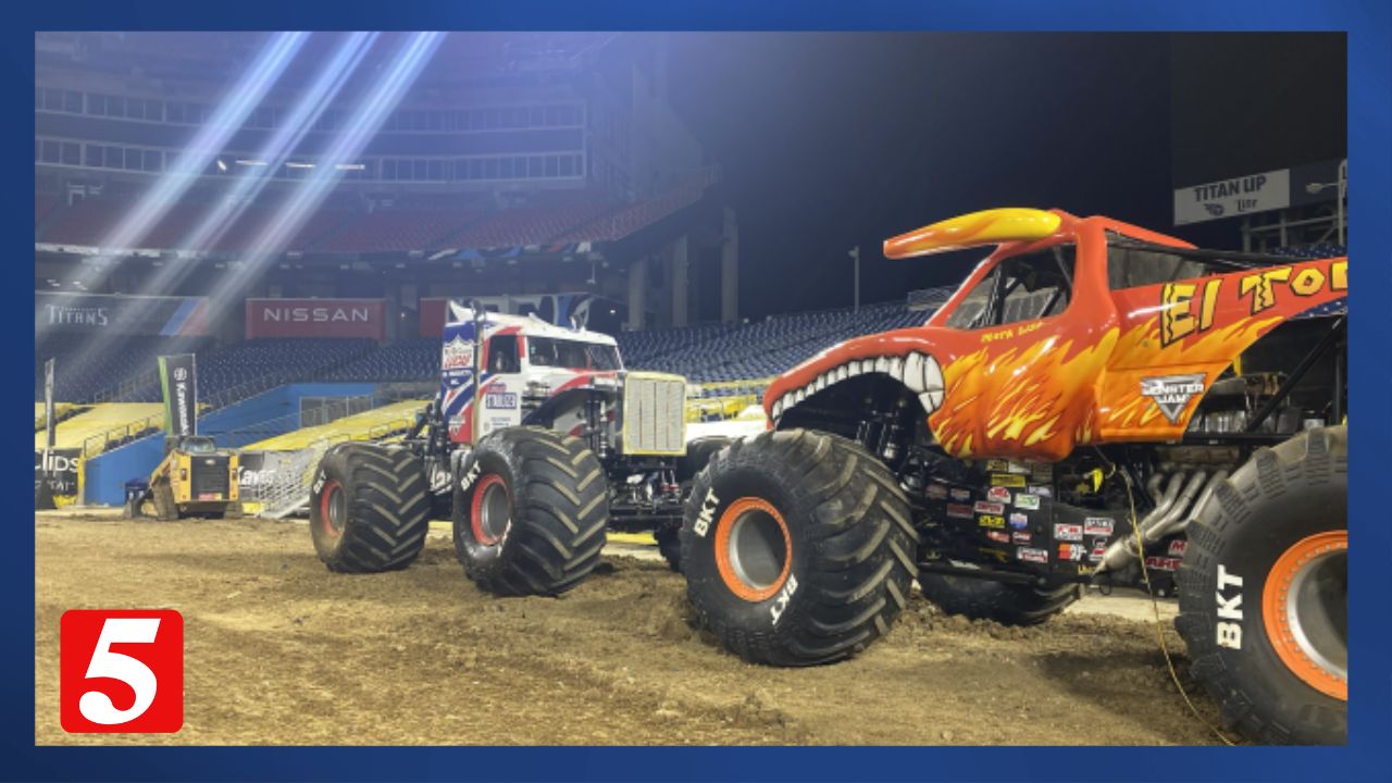 Monster trucks and motocross bikes team up for gravity-defying stunts ...