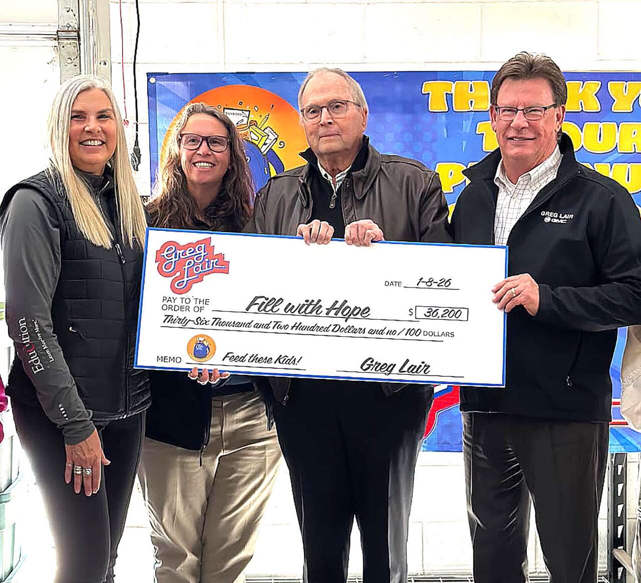 Greg Lair GMC makes $36,200 donation to Fill With Hope