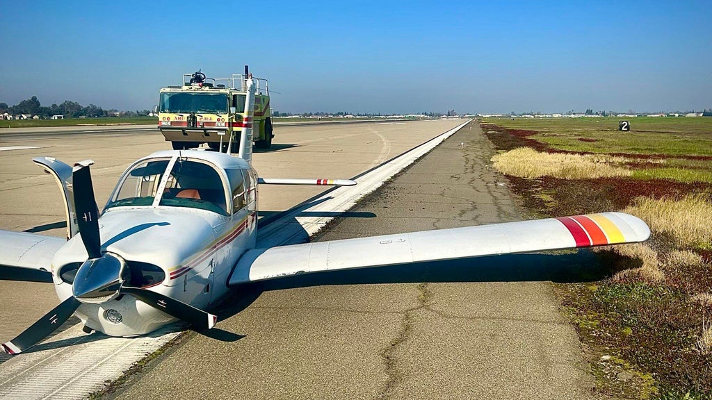 Plane makes emergency belly landing at McClellan Airfield during touch-and-go practice<br><br>